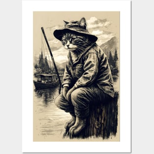 Fishing Cat - Cat Fisherman Posters and Art